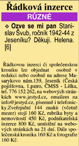 3 Řádková inzerce
